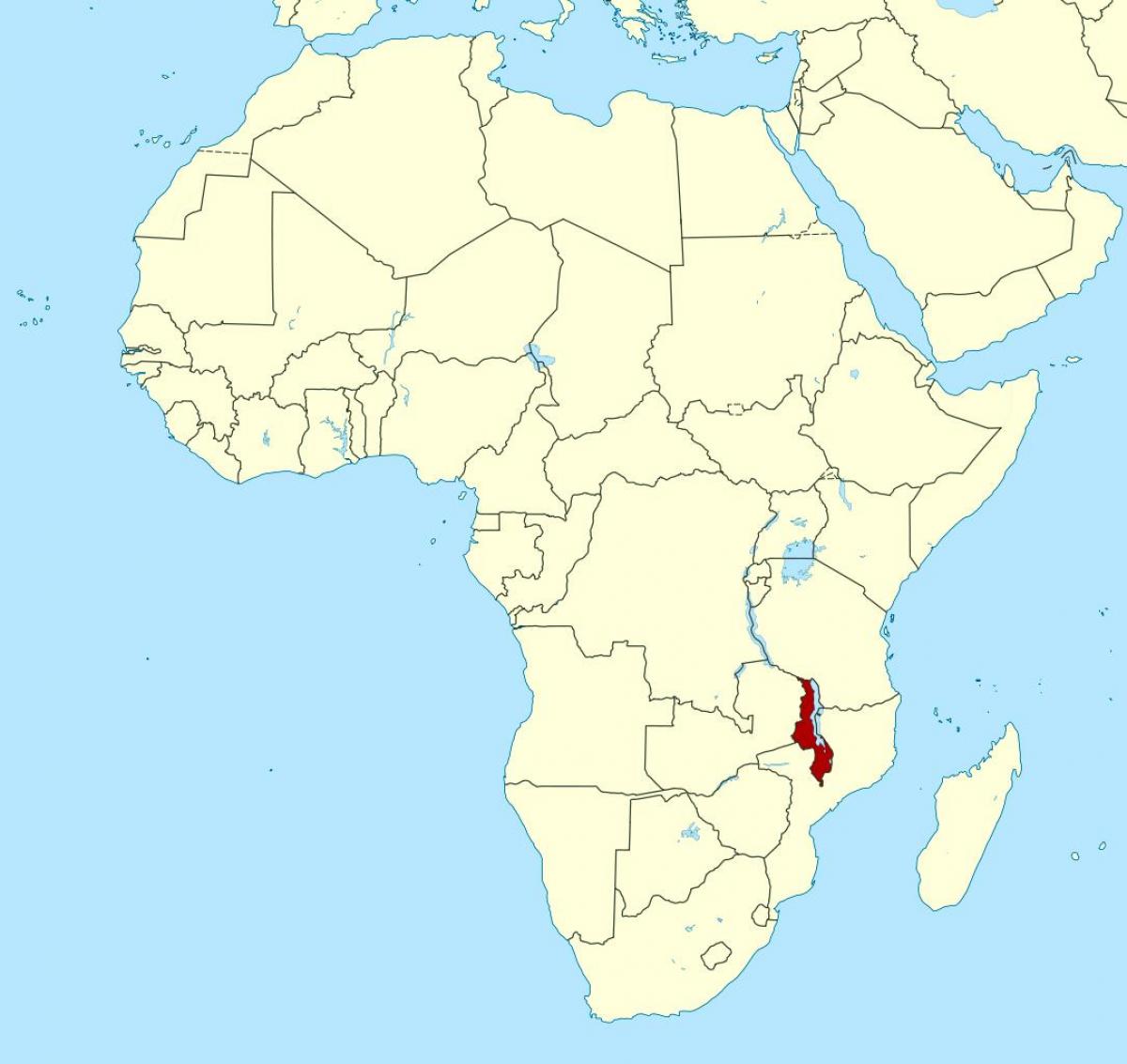 แผนที่ของมาลาวีตำแหน่งแผนที่แอฟริกา