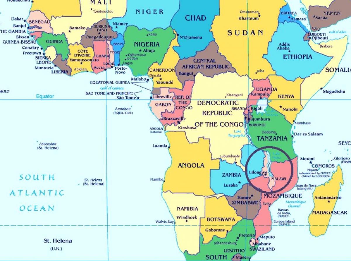 มาลาวีประเทศในโลกแผนที่